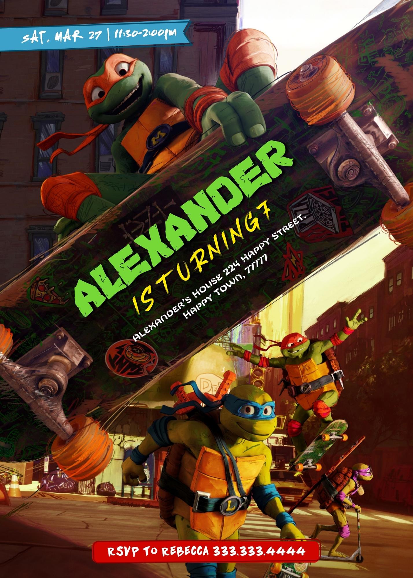Teenage Mutant Ninja Turtles Mutant Mayhem customizable invitation template | Share or Print | boy | IR054
