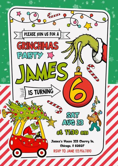 The Grinch  Merry Grinchmas customizable invitation template | Share or Print | QK667