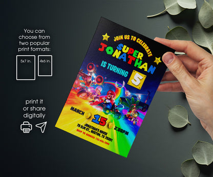 Super Mario Bros customizable invitation template | Share or Print | BP853
