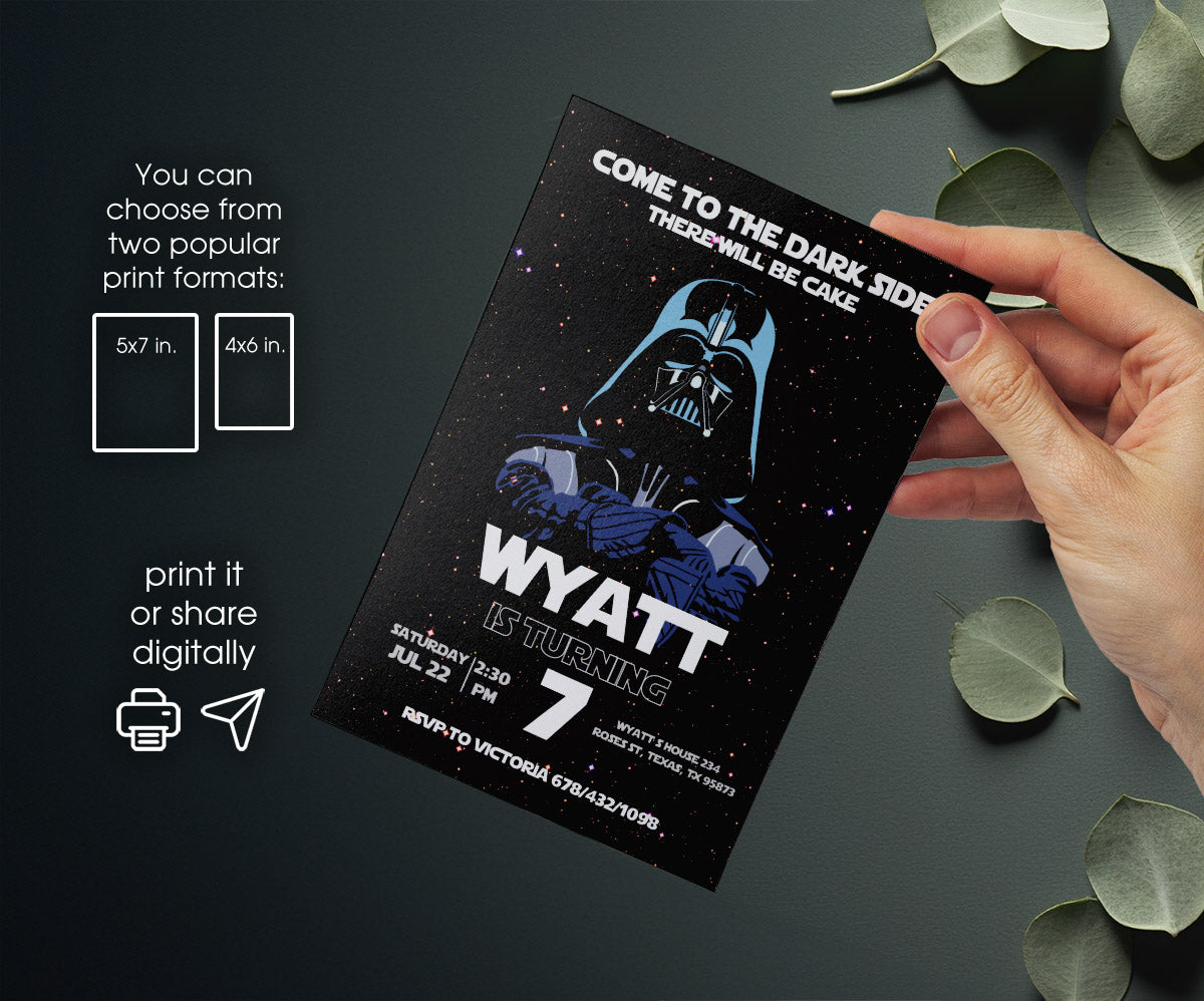 Star Wars Darth Vader customizable invitation template | Share or Print | boy | ES506