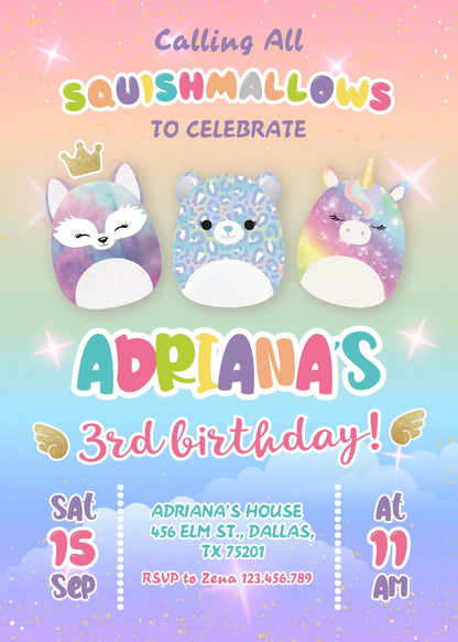 Squishmallows customizable invitation template | Share or Print | OH977