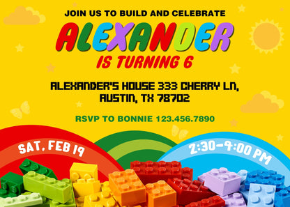Lego customizable invitation template | Share or Print | AJ659