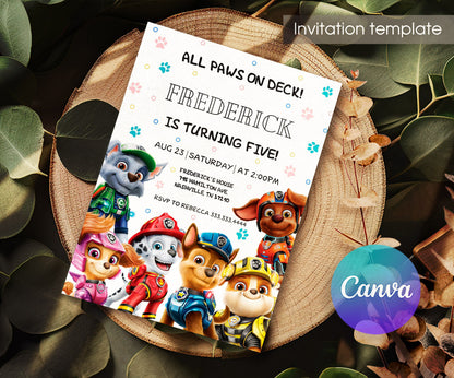 PAW Patrol customizable invitation template | Share or Print | FO203