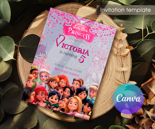 Disney Princess customizable invitation template | Share or Print | girl | QW594