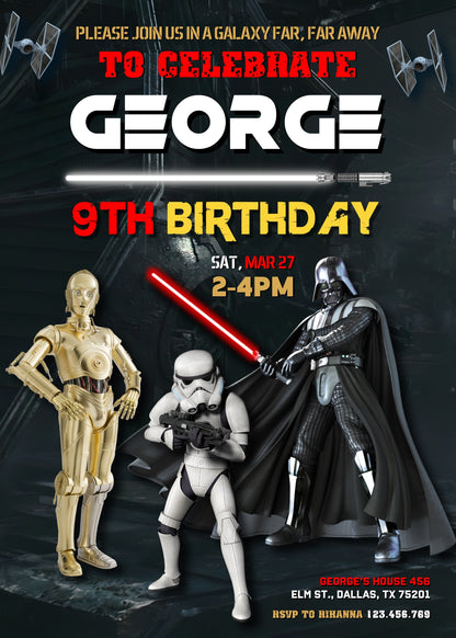 Star Wars Darth Vader customizable invitation template | Share or Print | boy | VY034