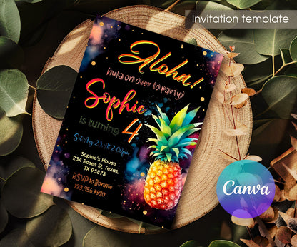 Aloha Luau Party customizable invitation template | Share or Print | girl | YL939