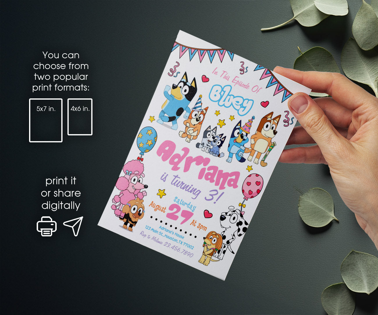 Bluey Bingo customizable invitation template | Share or Print | CI414