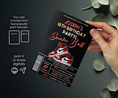 Sneaker Ball Air Jordan Nike customizable invitation template | Share or Print | HY971