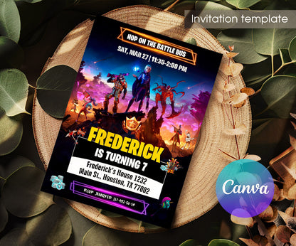 Fortnite Gamer customizable invitation template | Share or Print | boy | MZ394