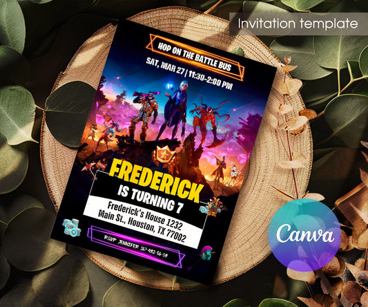 Fortnite Gamer customizable invitation template | Share or Print | boy | MZ394