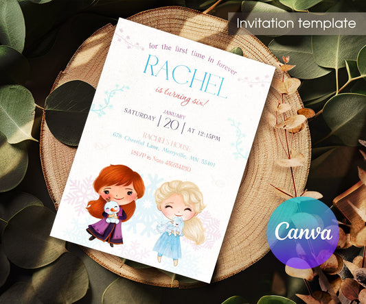 Frozen Elsa customizable invitation template | Share or Print | girl | BO654