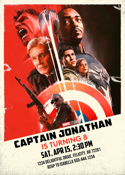 Captain America: Brave New World, Red Hulk customizable invitation template | Share or Print | boy | HG680