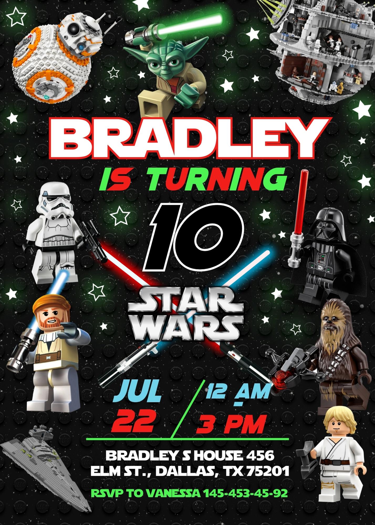Star Wars Darth Vader Lego Minifigures customizable invitation template | Share or Print | AM114