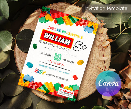 Lego customizable invitation template | Share or Print | NO947