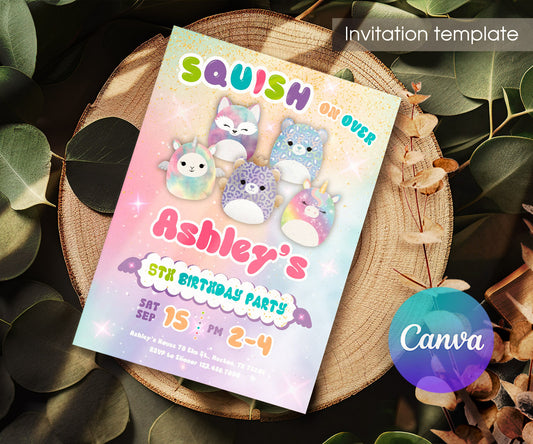 Squishmallows customizable invitation template | Share or Print | YF893