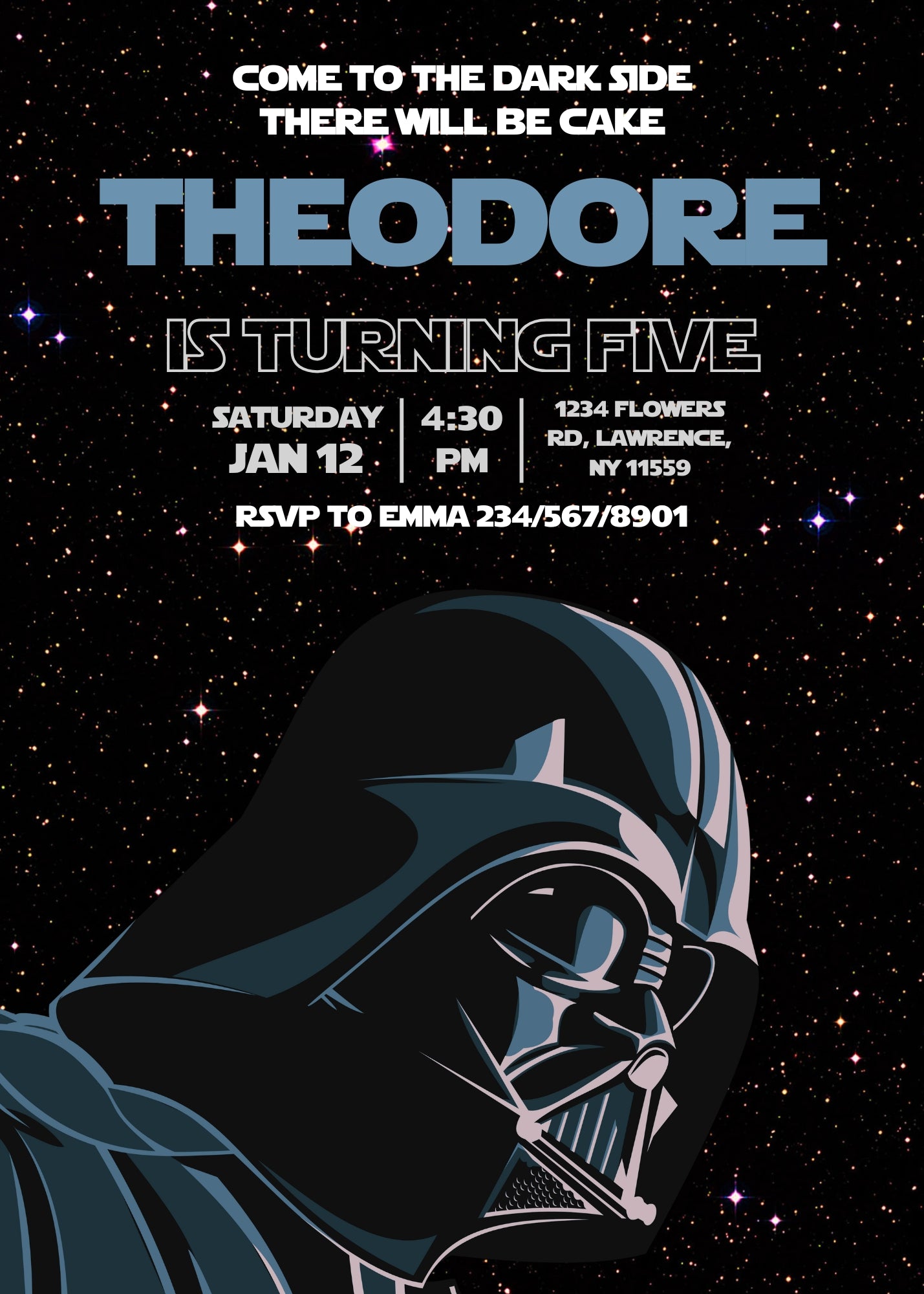 Star Wars Darth Vader customizable invitation template | Share or Print | boy | ZR249