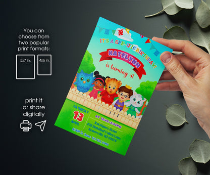 Daniel Tiger's Neighborhood customizable invitation template | Share or Print | RX355