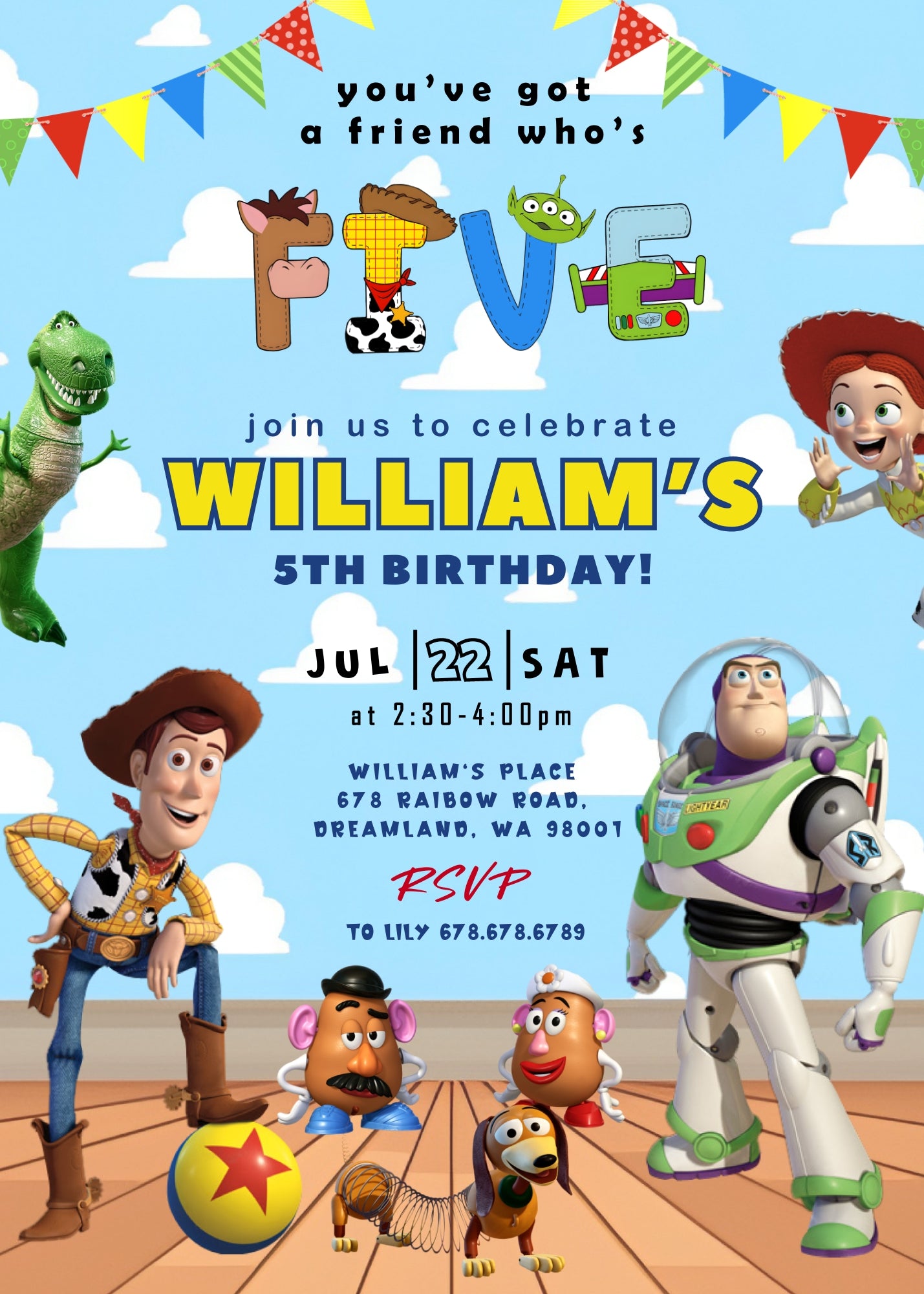 Toy Story Woody customizable invitation template | Share or Print | IQ091