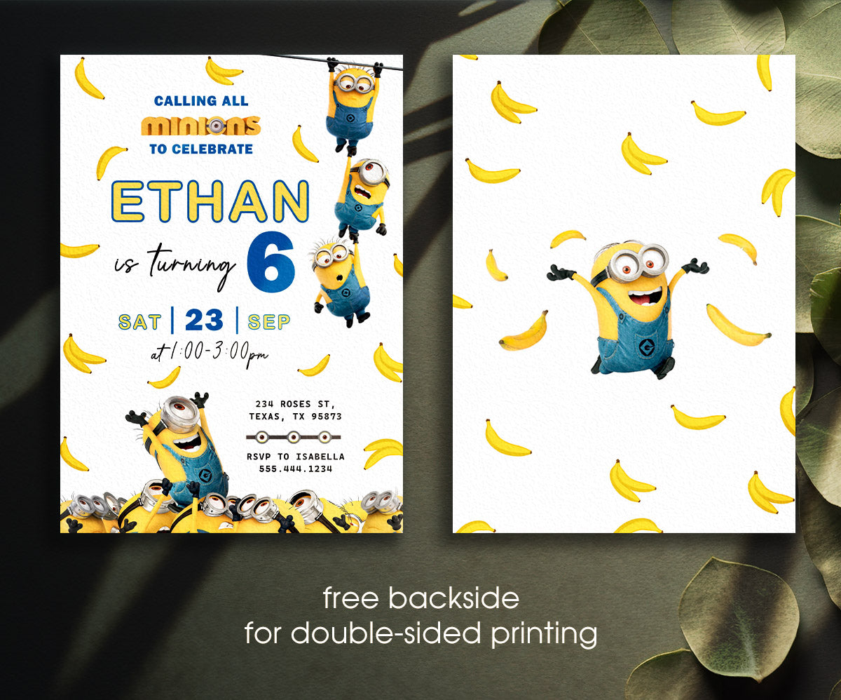 Minions Despicable Me customizable invitation template | Share or Print | QT304