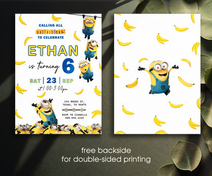 Minions Despicable Me customizable invitation template | Share or Print | QT304