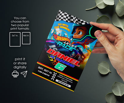 Hot Wheels Let's Race customizable invitation template | Share or Print | boy | ZN188