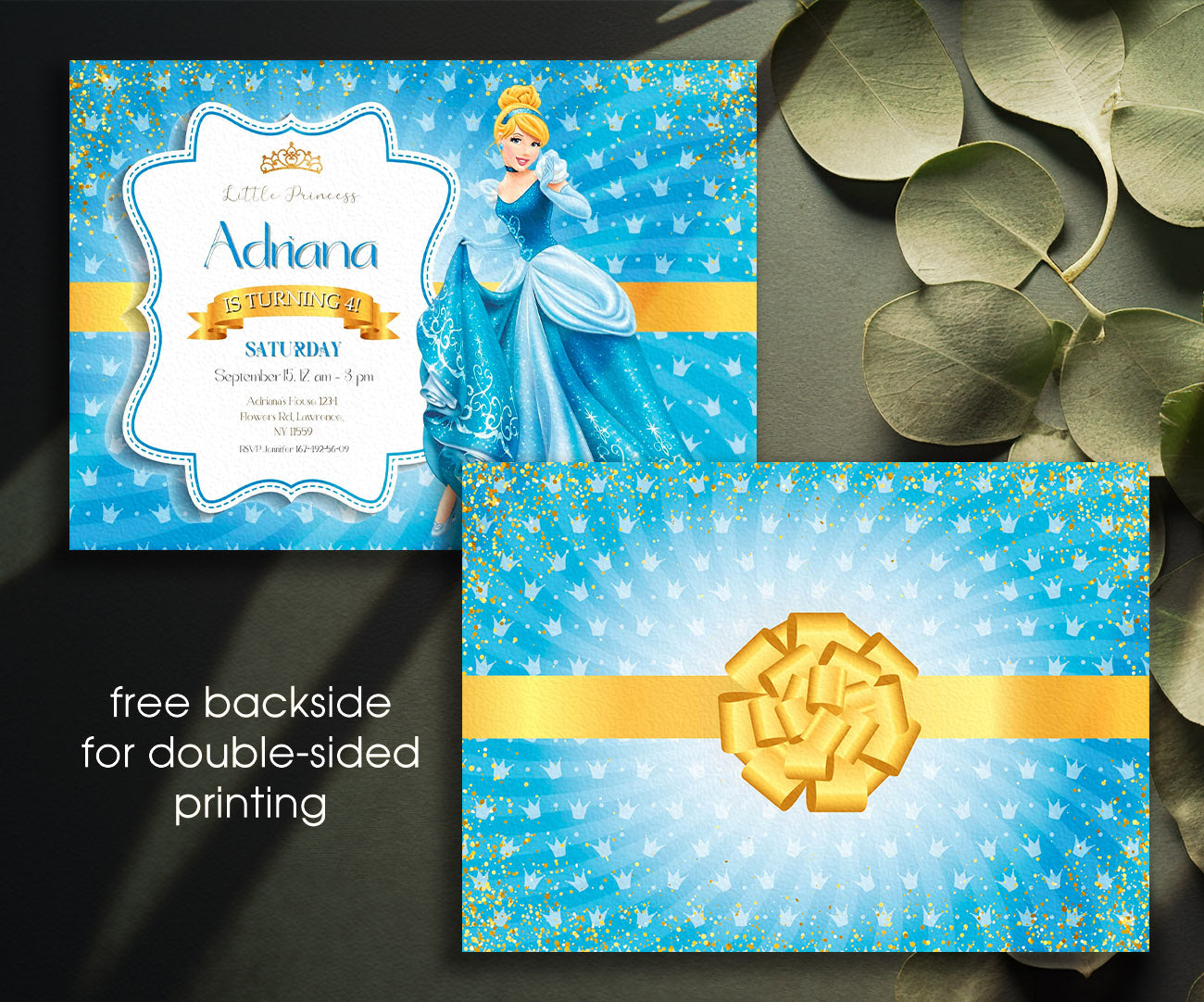 Cinderella Princess customizable invitation template | Share or Print | girl | OB003