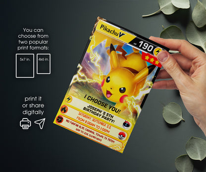 Pokemon Pikachu customizable invitation template | Share or Print | OP915