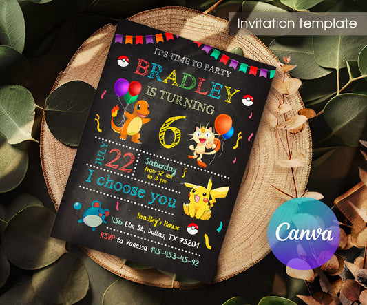 Pokemon Pikachu customizable invitation template | Share or Print | IX560