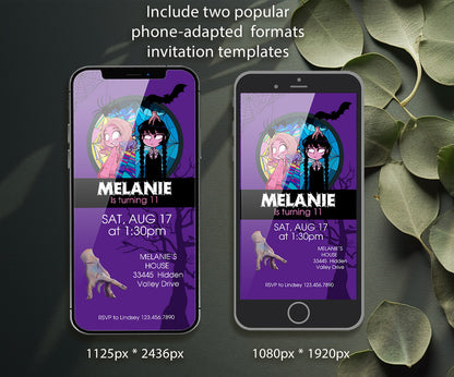 Wednesday Addams customizable invitation template | Share or Print | girl | MT249