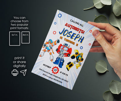 Transformers Rescue Bots customizable invitation template | Share or Print | boy | SN006
