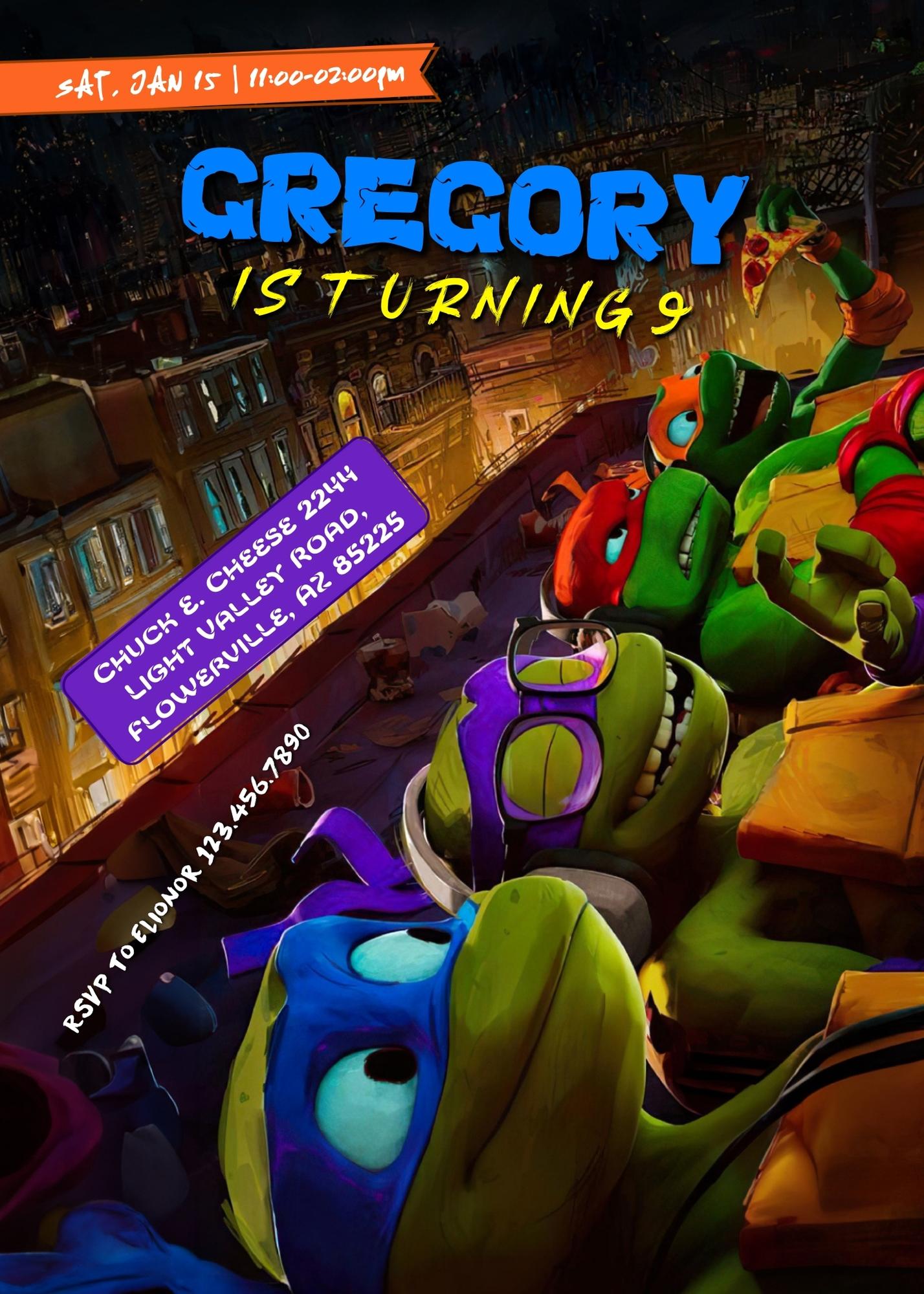 Teenage Mutant Ninja Turtles Mutant Mayhem customizable invitation template | Share or Print | boy | YD656