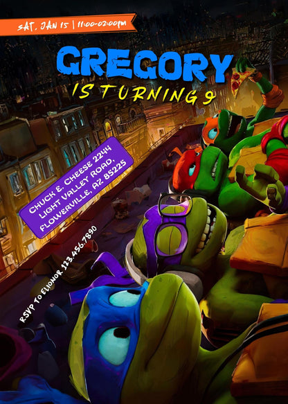 Teenage Mutant Ninja Turtles Mutant Mayhem customizable invitation template | Share or Print | boy | YD656