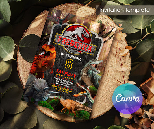 Jurassic Park Dinosaur customizable invitation template | Share or Print | HO419