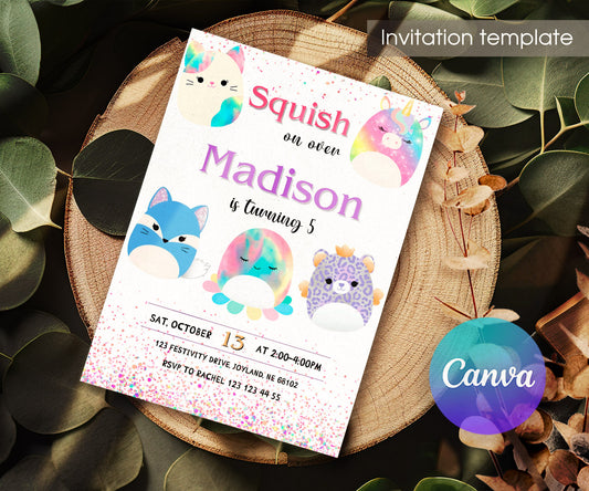 Squishmallows customizable invitation template | Share or Print | ZH513