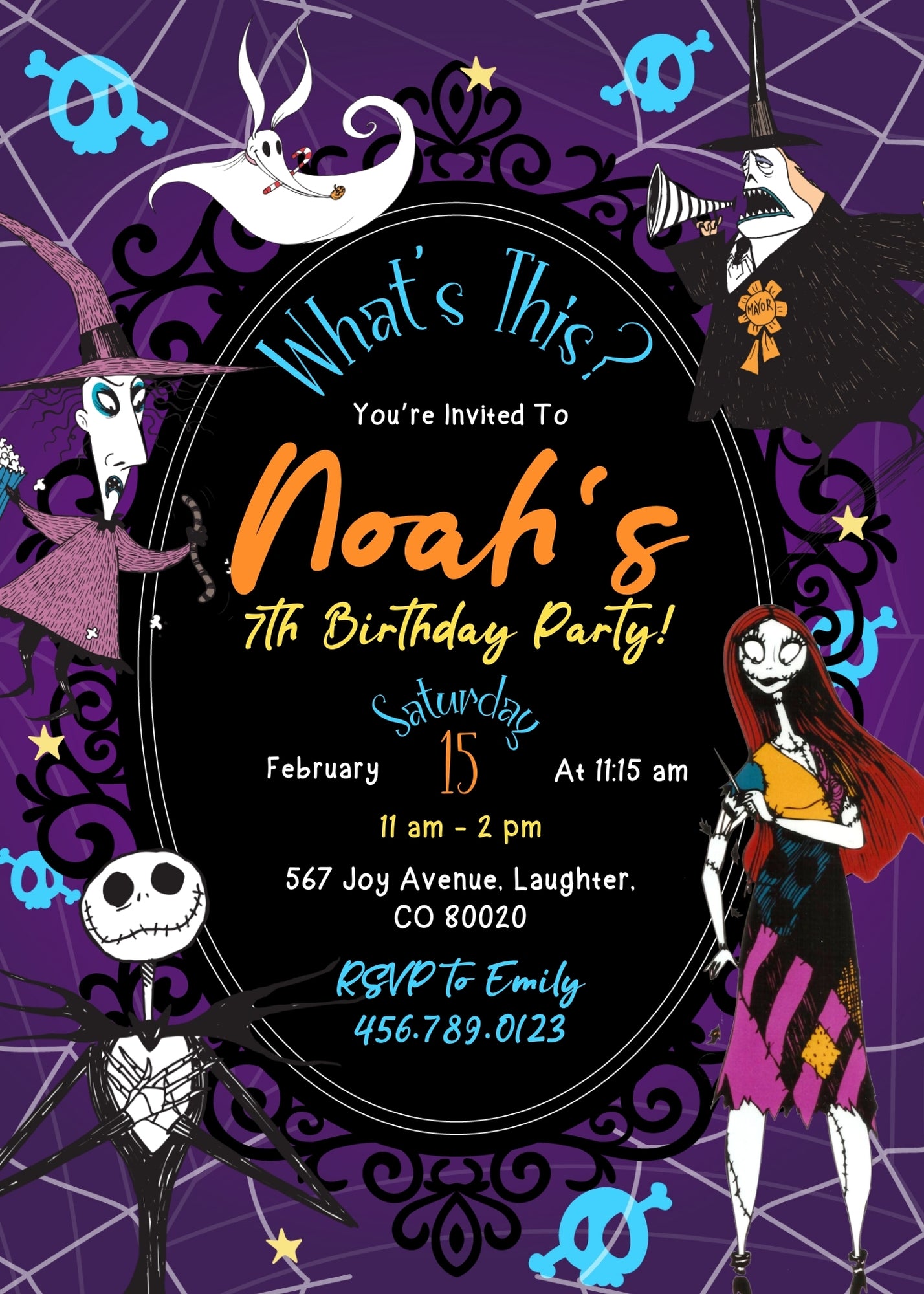 The Nightmare Before Christmas Halloween customizable invitation template | Share or Print | VT609