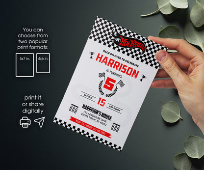 Hot Wheels Racing customizable invitation template | Share or Print | boy | PS805