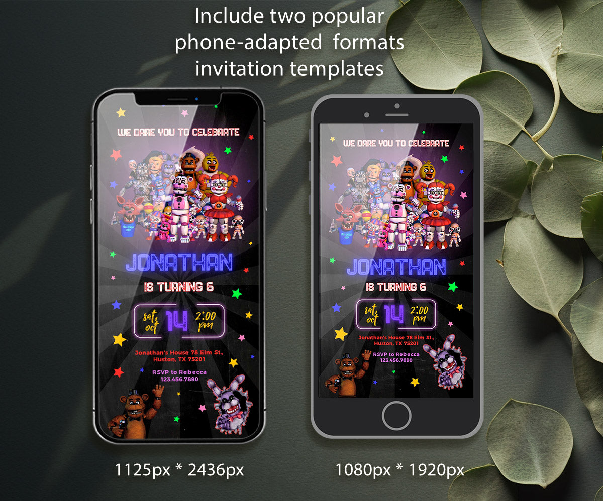 Five Nights at Freddy's customizable invitation template | Share or Print | UV343