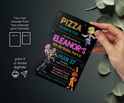 Chuck E. Cheese customizable invitation template | Share or Print | JE943