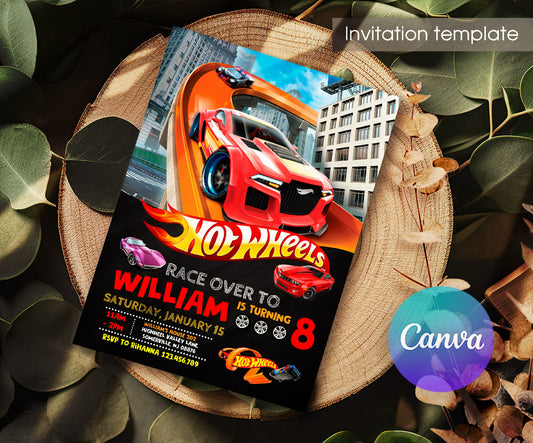 Hot Wheels Racing customizable invitation template | Share or Print | boy | NI206