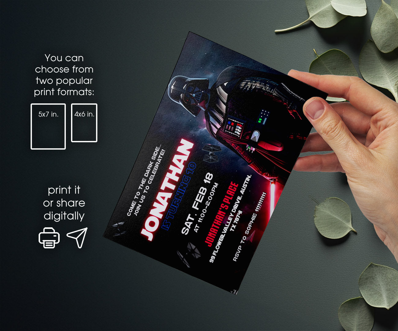 Star Wars Darth Vader customizable invitation template | Share or Print | boy | YL196