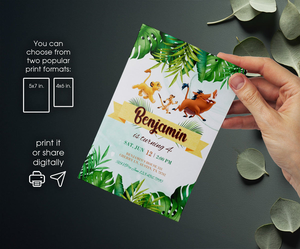 Lion King Simba customizable invitation template | Share or Print | MA573