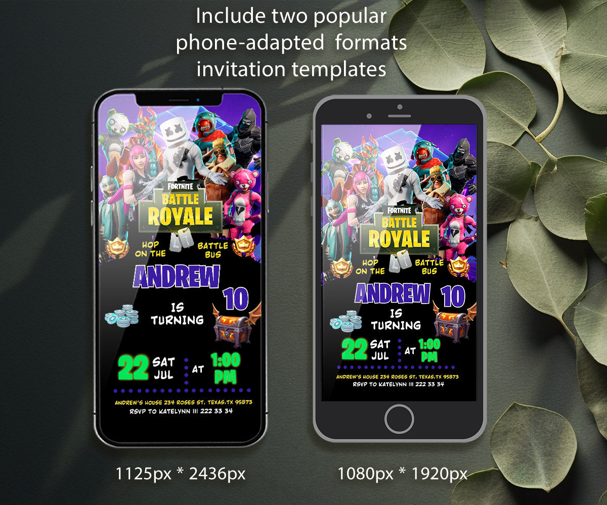 Fortnite Gamer customizable invitation template | Share or Print | boy | BN331