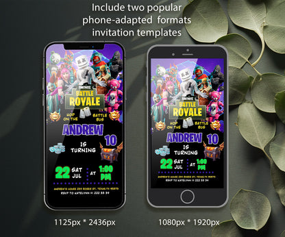 Fortnite Gamer customizable invitation template | Share or Print | boy | BN331