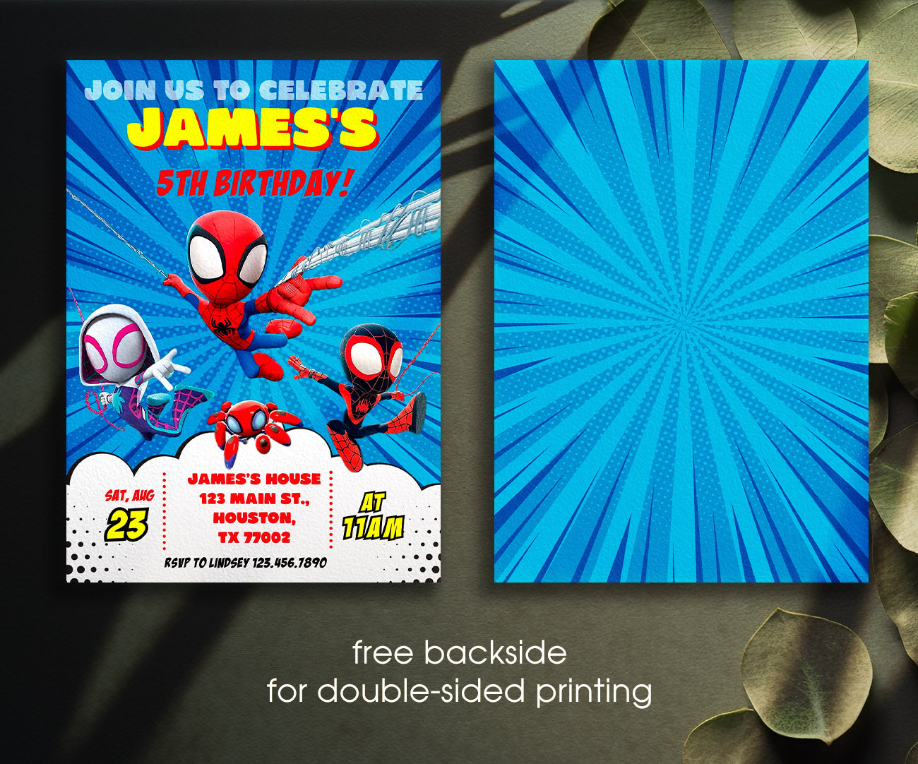 Spidey and His Amazing Friends customizable invitation template | Share or Print | boy | HT694