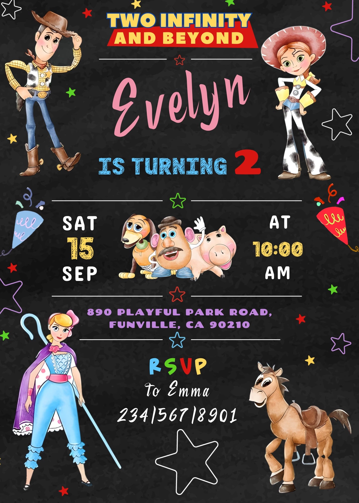 Toy Story Woody customizable invitation template | Share or Print | WF291