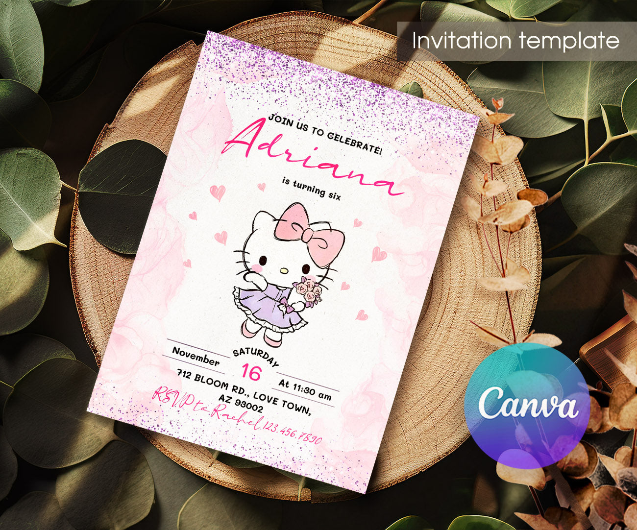 Hello Kitty Sanrio customizable invitation template | Share or Print | IK726