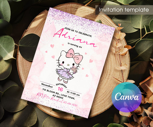 Hello Kitty Sanrio customizable invitation template | Share or Print | IK726