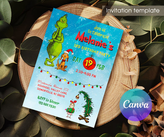 The Grinch  Merry Grinchmas customizable invitation template | Share or Print | CM261