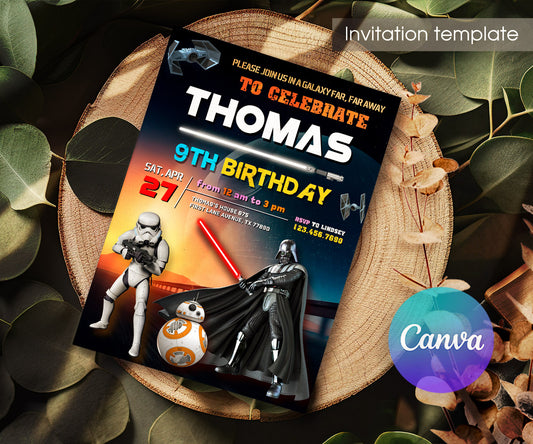 Star Wars Darth Vader customizable invitation template | Share or Print | boy | EZ806