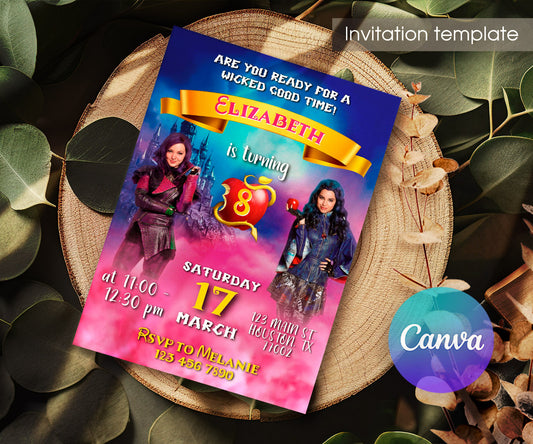 Descendants Disney customizable invitation template | Share or Print | IN972